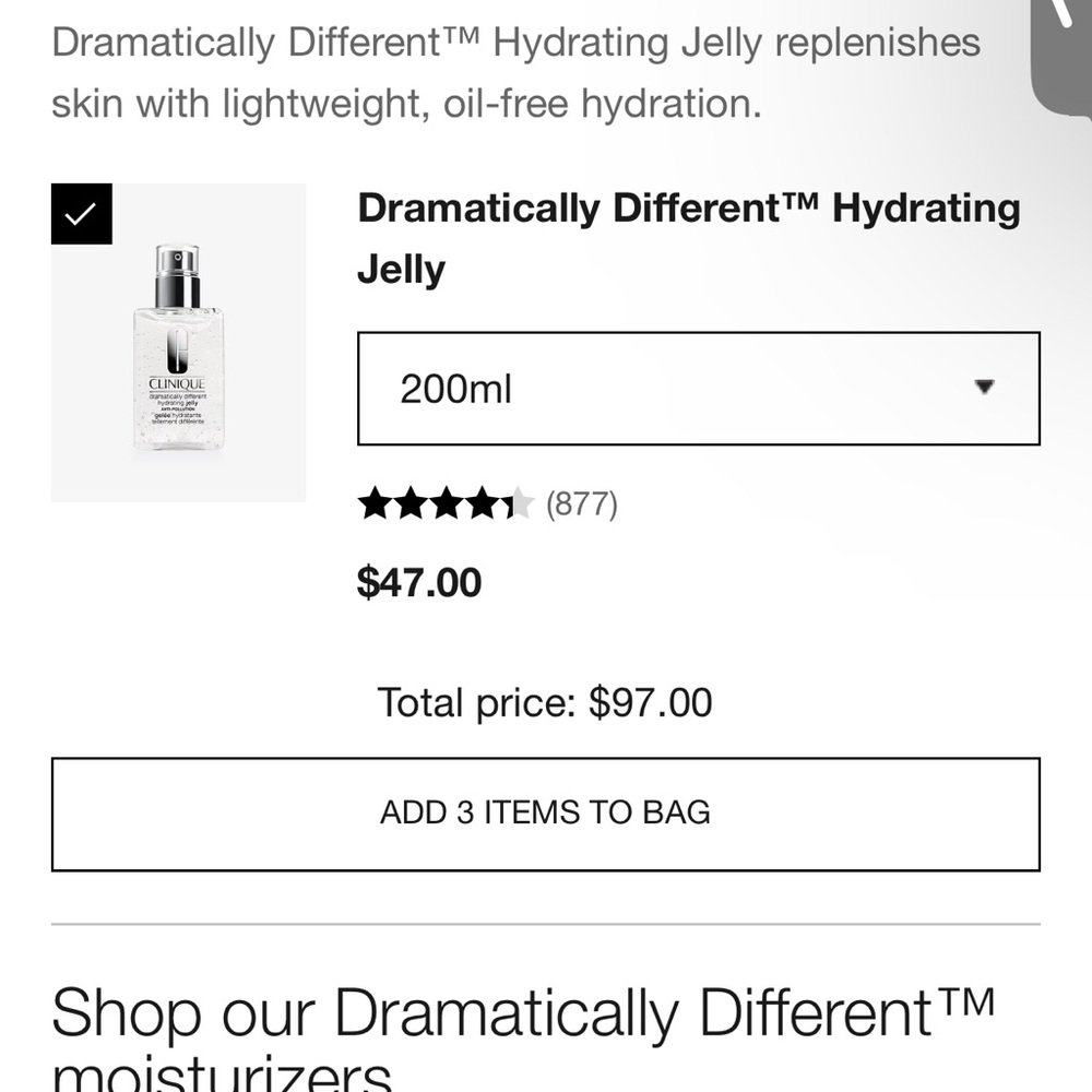 NIB / Clinique Dramatically Different Jelly 6.7 oz / 200 ml Jumbo / Retail $47 - Picture 5 of 6